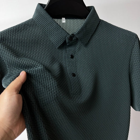 Men's Ice Silk Plaid Polo Shirt - photo 2
