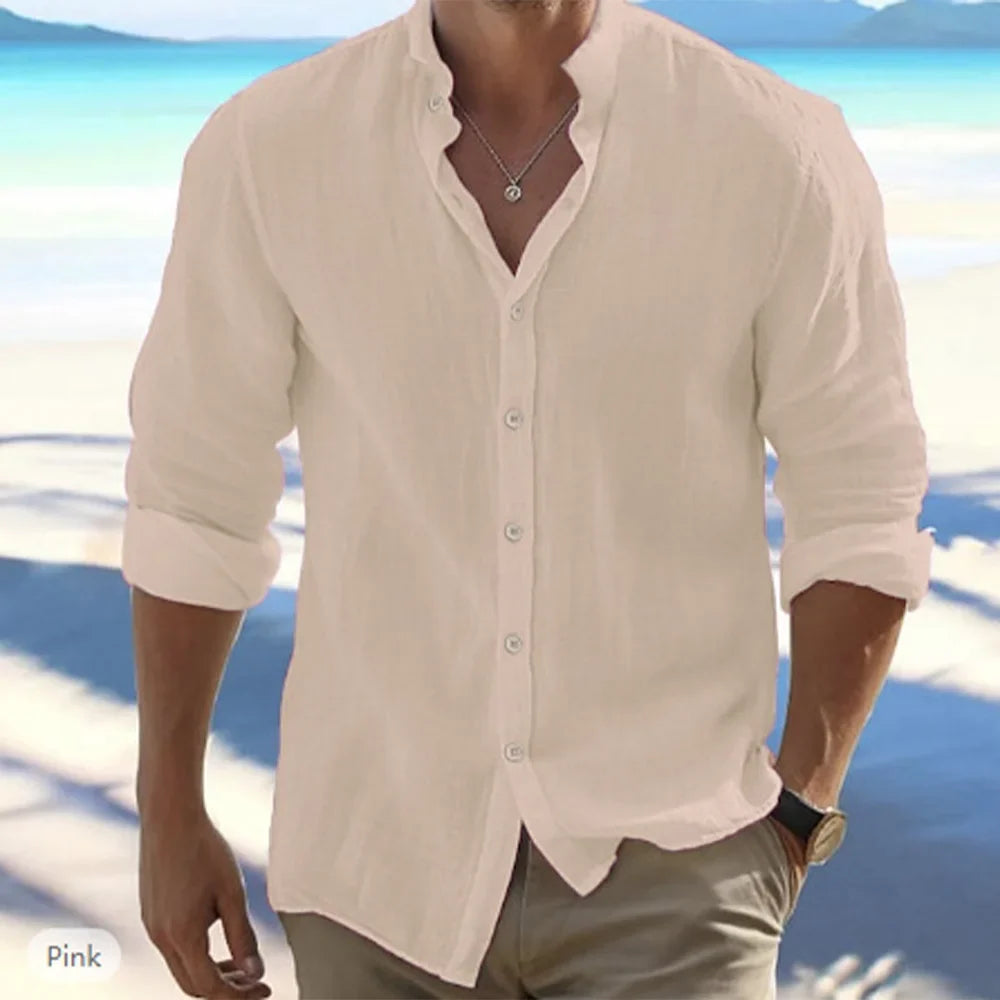 Men's Cotton Linen Long-Sleeve Shirt - photo 3