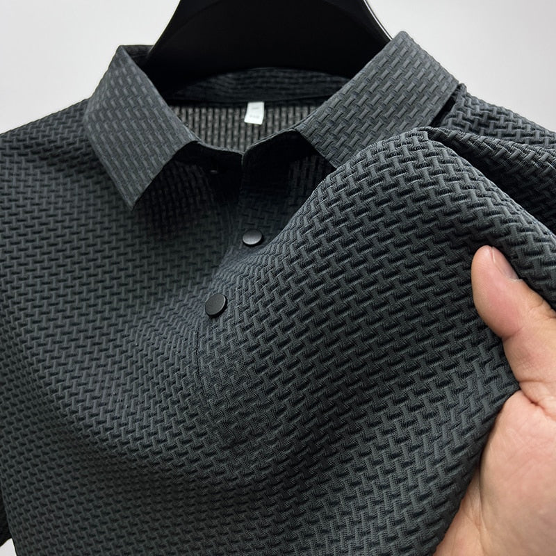 Men's Ice Silk Plaid Polo Shirt - photo 3