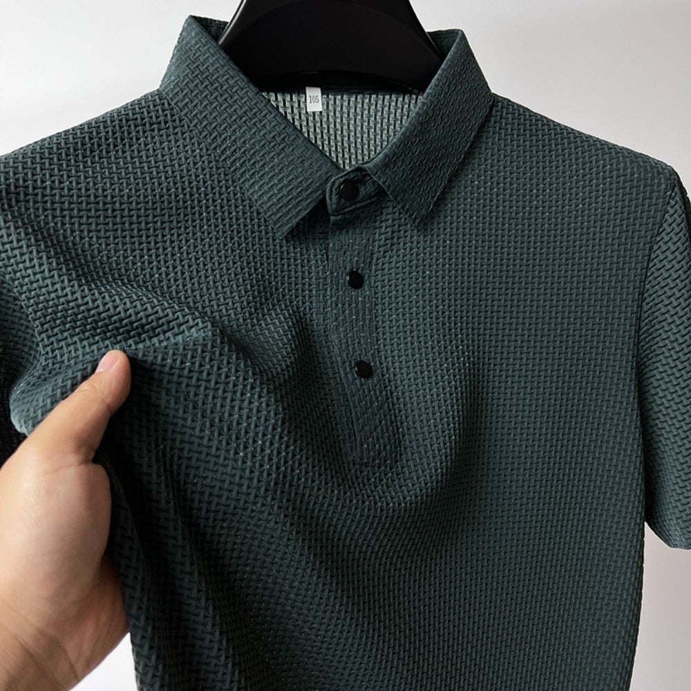 Men's Ice Silk Plaid Polo Shirt - photo 2