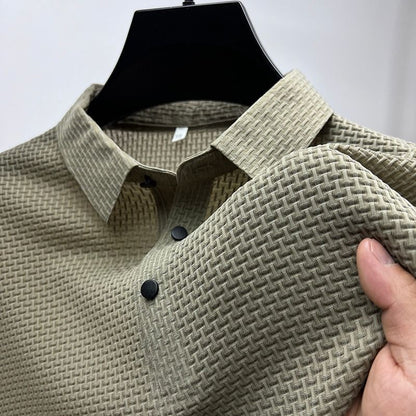 Men's Ice Silk Plaid Polo Shirt - photo 4