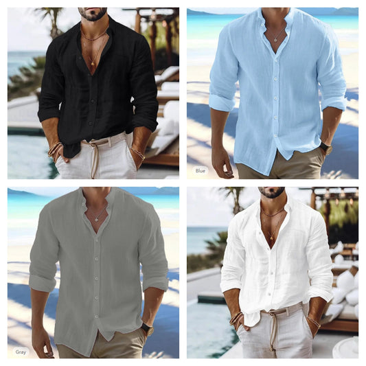 Men's Cotton Linen Long-Sleeve Shirt - photo 2