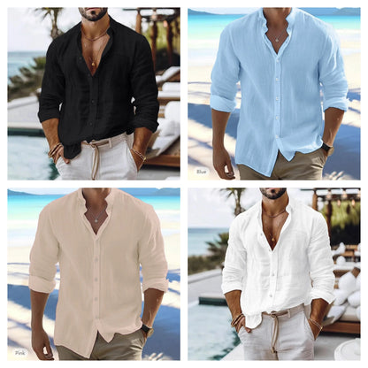 Men's Cotton Linen Long-Sleeve Shirt