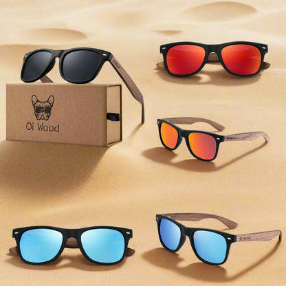 Polarized Sunglasses with Wooden Temples